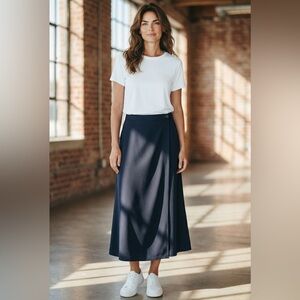 Women's Navy Maxi Wrap-Front Skirt